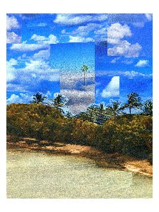 Beach babe LMC00102  Handmade collage-mixed media PRINT