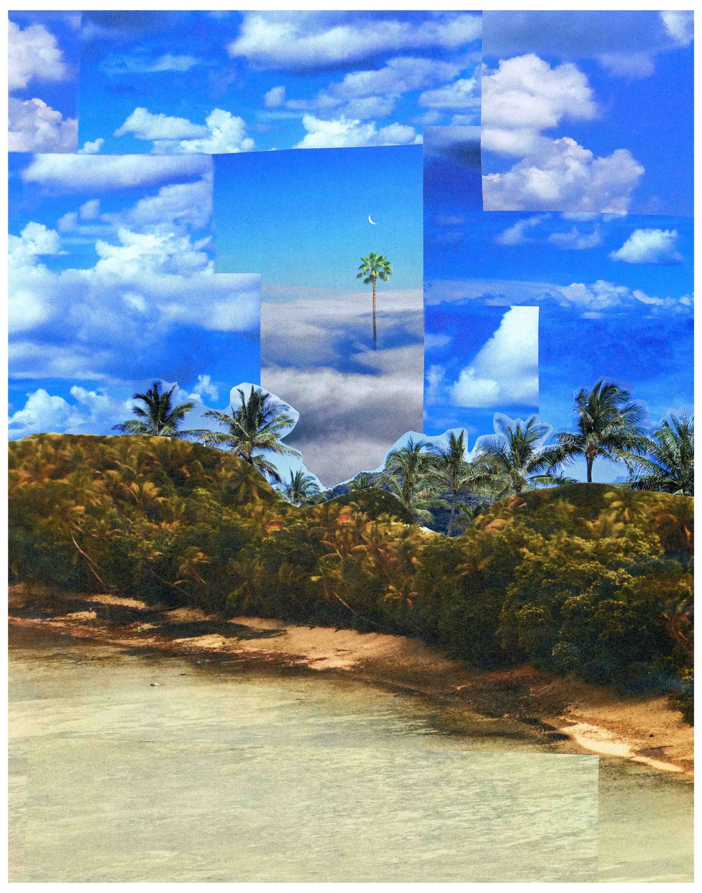 Beach babe LMC00102  Handmade collage-mixed media PRINT